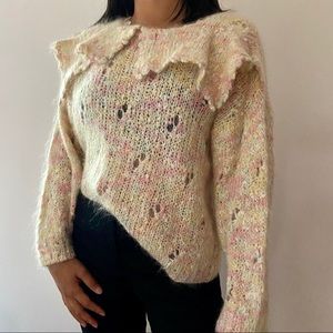 White and Pink Collared Sweater